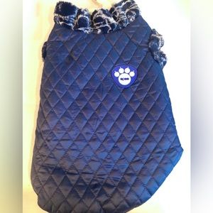 Dark Blue Quilted Dog Coat For Small Dogs
